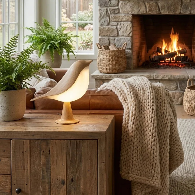 Wooden Bird Lamp